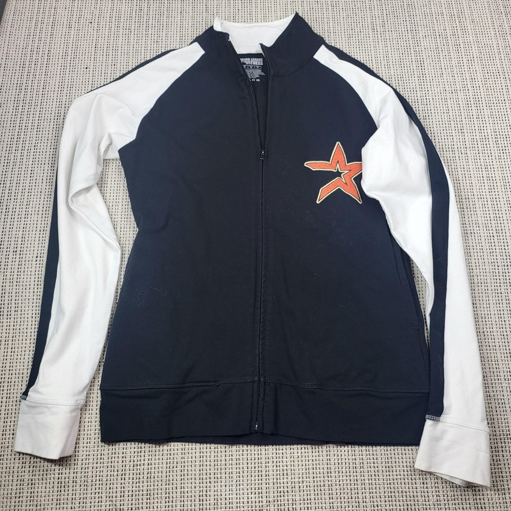 Major League Fitness Track Jacket Womens Medium Black White Star Full Zip‎